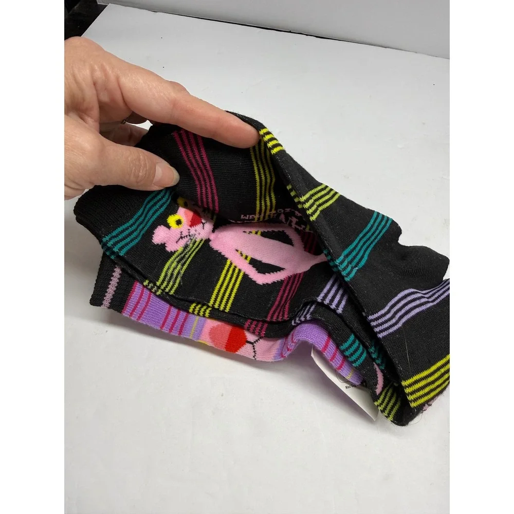 Pink Panther & Peanuts Snoopy Sock Bundle 3 Pairs Knee High & No Show Size 4-10
